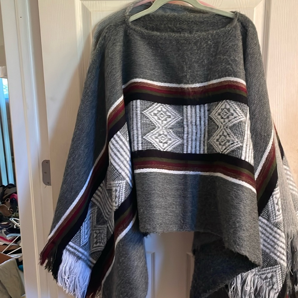 100% Wool Handwoven poncho